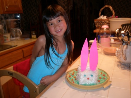 Kasen and her bunny cake